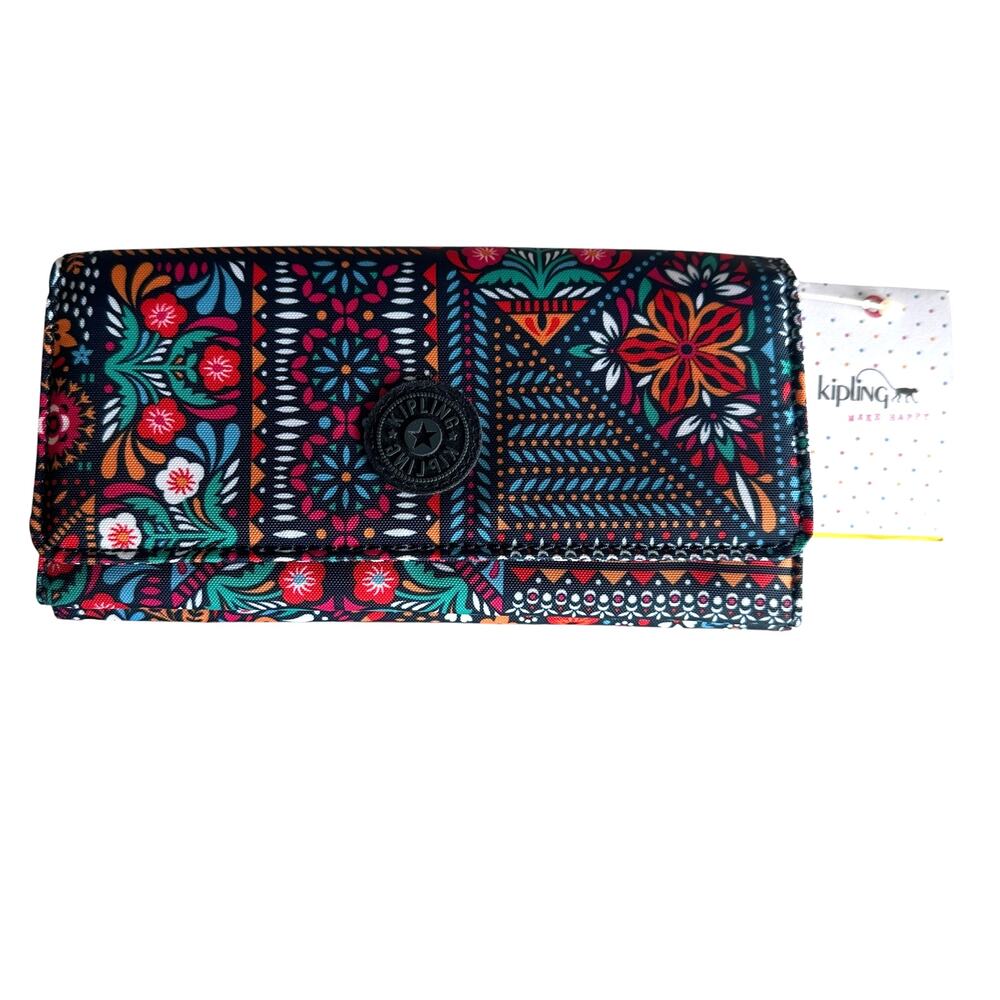 Kipling NEW Teddi Wallet Dizzy Darling Colorful Print Trifold Continental NWT